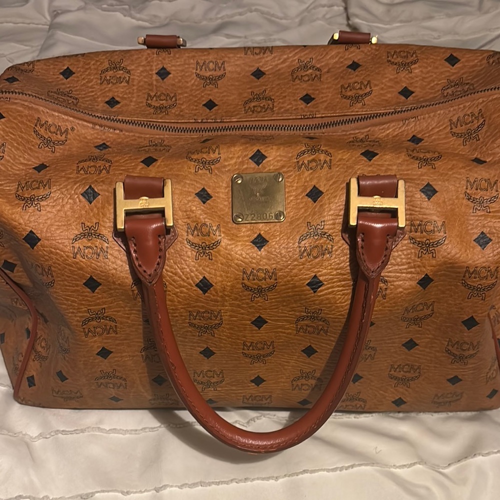 MCM Cognac Visetos Weekender Bag